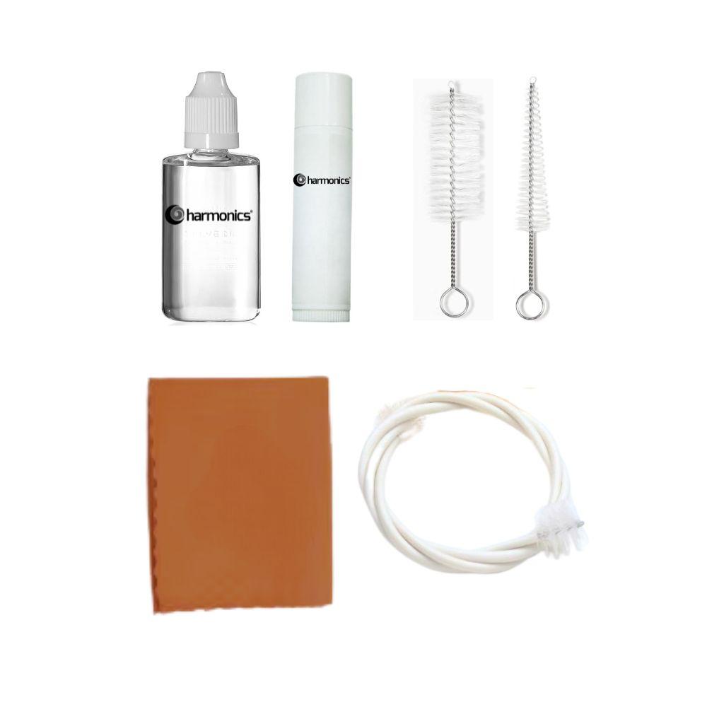 Harmonics Trumpet Care Kit, Maintenance Cleaning Set, Mouthpiece Brushes Valve Flexible Brush with Cleaning Cloth, Oil, Grease